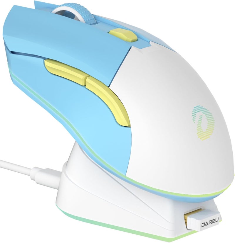 DAREU EM901X Wireless Gaming Mouse with Charging Dock Rechargeable RGB,12K DPI,7 Programmable Buttons High-Precision Sensor [300IPS] [1000Hz] for PC Notebook Mac - Image 1